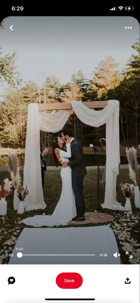 Wedding Altar Without Flowers, Drapes On Arch Wedding, Arch Decoration Wedding Simple, Indoor Arbor Wedding, Wedding Arch White Draping, Wedding Arch With No Flowers, Plain Wedding Arch, Wedding Arch Ideas No Flowers, Wedding Arbor No Flowers