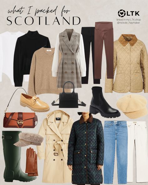 A Scotland Journey: Travel Guide - The Blonderella Fall In Scotland Outfits, Scotland In November Outfits, Scotland Fashion Spring, Packing For Scotland In May, Edinburgh Scotland Fashion, Scotland Travel Outfits Fall, Winter Scotland Outfit, Scotland Travel Outfits Summer, Scotland Fashion Woman