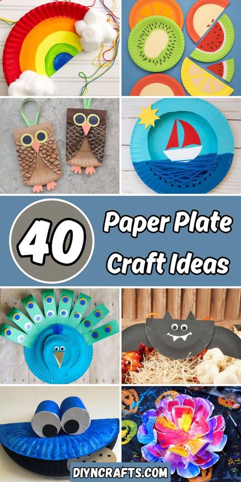 40 Paper Plate Craft Ideas Plate Craft Ideas, Paper Plates Crafts, Plate Crafts For Kids, Paper Plate Art, Kites Craft, Flowers At Home, Paper Plate Craft, Paper Flower Wreaths, Paper Plate Crafts For Kids