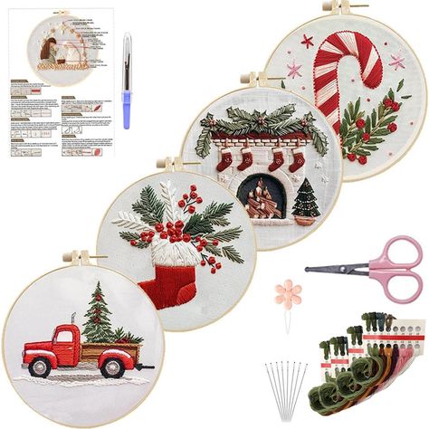 PRICES MAY VARY. 2024 New Christmas Beginner Embroidery Kit: This winter snowy village embroidery craft kit makes it easy to create your own christmas party Beginner Embroidery Set: This punch needle kit is perfect for beginners! All of our kits have detailed instructions, photos, and illustrations along with a comprehensive stitch guide to help you along the way Improve Embroidery Skills with Christmas Embroidery Kits for Adults: Within the kit, you will learn how to stretch your fabric into th Beginner Embroidery Kit, Christmas Embroidery Patterns, Kit Christmas, Diy Embroidery Kit, Hand Embroidery Kit, Needlework Embroidery, Christmas Gnomes, Needlepoint Kits, Embroidery Craft