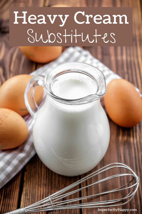 7 different heavy cream substitutes for recipes and more. Substitute For Heavy Cream, Homemade Heavy Cream, Heavy Cream Substitute, Heavy Cream Recipes, Cooking Substitutions, Cheesy Chicken Broccoli, Healthy Substitutions, Baking Substitutes, Food Substitutions