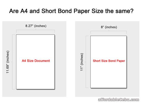 You may wonder if A4 and short bond paper size are the same. The answer is no. They're different.   What's the difference between A4 and Short Bond Paper size?  Read more: http://www.affordablecebu.com/is-a4-and-short-bond-paper-size-the-same Design For Bond Paper, Short Bond Paper Size, Short Bond Paper, Long Bond Paper, Notes Reference, Computer Tricks, Bond Paper Design, Bond Paper, A4 Paper