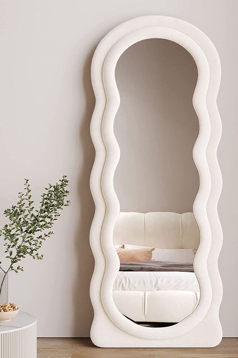 Wave Mirror, Room Wishlist, Wavy Mirror, White Room Decor, Pinterest Room Decor, Preppy Room Decor, Preppy Room, Cute Bedroom Decor, Room Makeover Bedroom