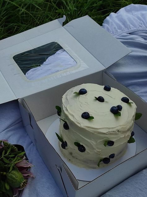 Cake Blueberry, Fruit Cake Design, Picnic Cake, Cake At Home, Birthday Picnic, Cute Cake, Blueberry Cake, Pretty Birthday Cakes, Best Friends Aesthetic