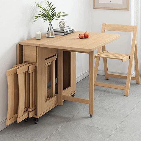 Amazon.co.uk: MiniMax Decor Extendable Space Saving Modern Dining Table, Transforms From A Con... Corner Dining Table, Folding Kitchen Table, Contemporary Kitchen Tables, Space Saving Dining Table, Extendable Dining Table Set, Wood Folding Table, Foldable Dining Table, Dining Room Table Chairs, Folding Dining Table