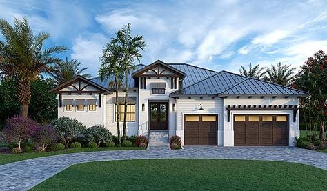 New House Plans 3000 to 3499 Square Feet Coastal Contemporary Homes, New Kitchen Inspiration, Minecraft Home, Florida House Plans, Bedroom Coastal, American House Plans, House Decals, Coastal House Plans, Buying House