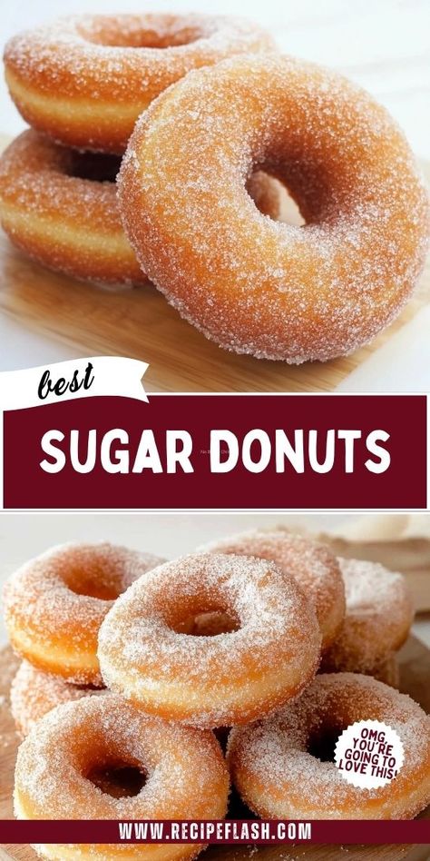 Want to impress your family with a delicious breakfast? Try the Perfect Sugar Donuts Recipe for soft, sweet donuts that are a morning favorite! These treats are perfect for any occasion. Save this recipe to ensure you never miss out on this delightful breakfast idea! Soft Donut Recipe, Sugar Donuts Recipe, Donuts At Home, Easy Donut Recipe, Homemade Donuts Recipe, Sugar Donut, Donuts Recipe, Homemade Donuts, Breakfast Idea