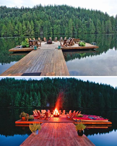 Pond Dock, Dock Ideas, Lake Dock, Floating Dock, Lake House Ideas, Lake Cabins, Boat Dock, Firepit, Decor Trends