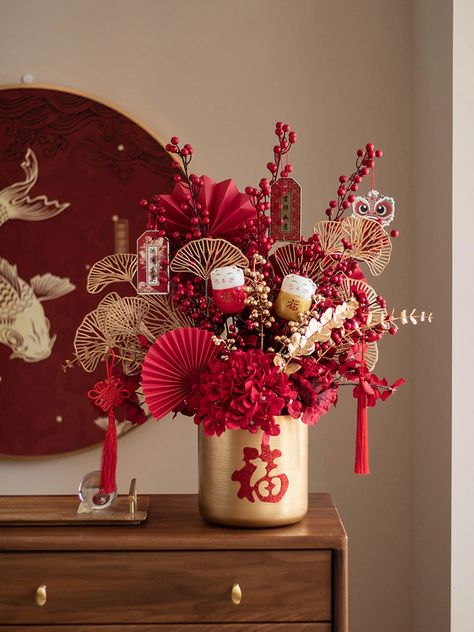 Chinese New Year Arrangement, Backdrop Tet, Tet Decor, Cny Decoration, Tet Decoration, Chinese New Year Flower, Lantern Chinese, Chinese New Year Decoration, Chinese New Year Party