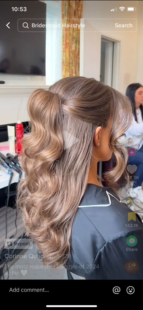 Debs Hairstyles, Bridal Half Up Half Down, Bridemaids Hairstyles, Bridesmaid Hair Makeup, Birthday Hair, Dance Hairstyles, Fancy Hairstyles, Half Up Hair, Bridal Hair And Makeup