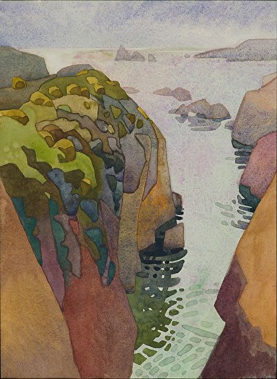 Linocut Water, Carolyn Lord, Watercolor Workshop, Carmel Ca, Torrey Pines, Watercolor Sunset, 수채화 그림, Watercolor Inspiration, Watercolor Techniques