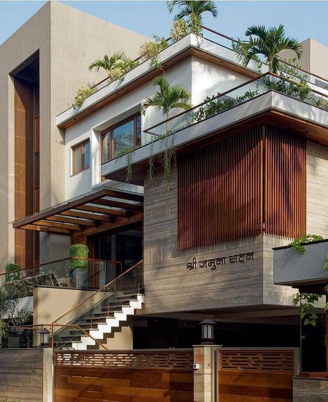 House Outer Design, Facade Architecture Design, Indian Home Design, Modern House Facades, House Arch Design, Architect Design House, Architecture Model House, Modern Exterior House Designs, Duplex House Design