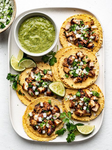 Chicken Street Tacos Use Corn Tortillas, Pulled Chicken Tacos Recipe, Chicken Taco Bowls Healthy, Tacos Recipes Chicken, Shredded Chicken Street Tacos, Street Tacos Recipe Chicken, Corn Tortilla Tacos, Authentic Chicken Tacos, Street Tacos Chicken