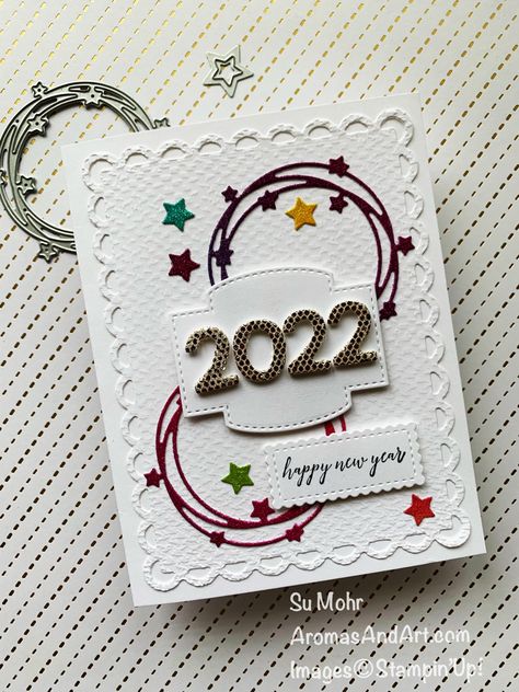 Homemade Happy New Year Cards, New Year Cards Handmade, New Year Card Making, New Year Card Design, Scrappy Cards, Happy Holiday Cards, Paper Wall Hanging, Happy New Year Cards, New Year Greeting Cards