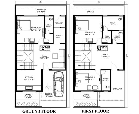 This is a 25x50 house plan east facing as per Vastu plan 4 bedrooms 2 big living hall, kitchen with dining, 3 toilets, etc. 1250 duplex plan. 30×50 East Facing House Plan, 1st Floor House Design, 30x50 House Plans East Facing, 3 Bedroom Duplex Floor Plans, 25×50 House Plan, 20 50 House Plan, Vastu Plan, 30x50 House Plans, South Facing House