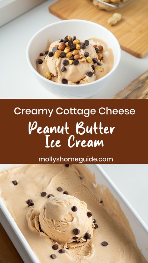 Indulge in the creamy goodness of cottage cheese, peanut butter, and ice cream with these delectable recipes! From rich and nutty peanut butter ice cream to light and fluffy cottage cheese desserts, there's something for every sweet tooth. Discover how these ingredients come together to create heavenly treats that will satisfy your cravings. Whether you're a fan of classic flavors or looking to try something unique, these recipes are sure to tantalize your taste buds.  Ingredients 16 oz cottage Peanut Butter And Cottage Cheese, Cottage Cheese Frozen Dessert, Cottage Cheese Bark Recipe, Cottage Cheese Parfait Recipes, How To Make Cottage Cheese Taste Good, Cottage Ice Cream Recipes, Peanut Butter Cottage Cheese Ice Cream, Dessert Recipes With Cottage Cheese, Cottage Cheese Shake