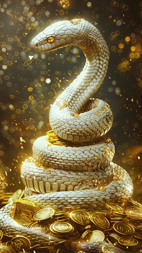 Ocean Creatures Art, Egypt Concept Art, Golden Snake, Lucky Wallpaper, New Year Art, Snake Tattoo Design, Real Madrid Wallpapers, Wall Phone, Madrid Wallpaper