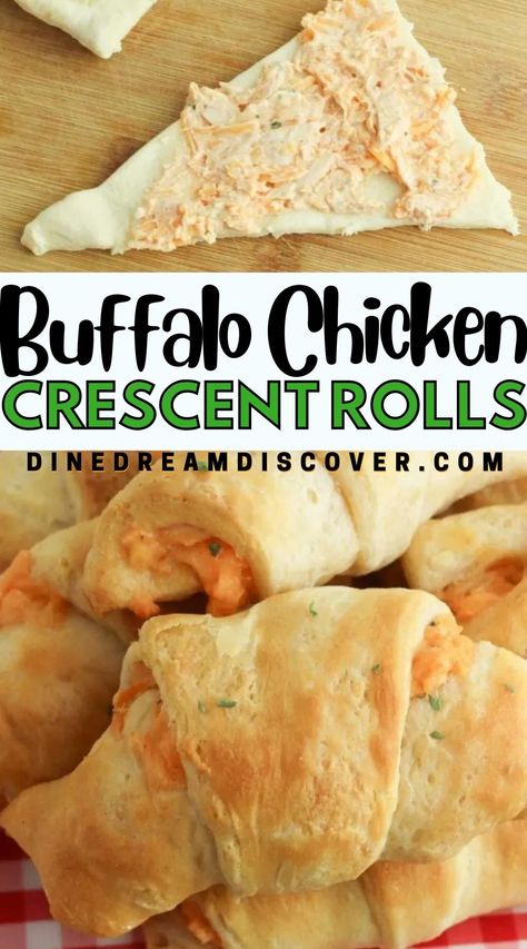 Buffalo Chicken Crescent, Crescent Rolls Recipe, Chicken Crescent Rolls, Chicken Crescent, Fast Dinner Recipes, Crescent Roll Recipes, Tailgate Food, Crescent Roll, Football Food