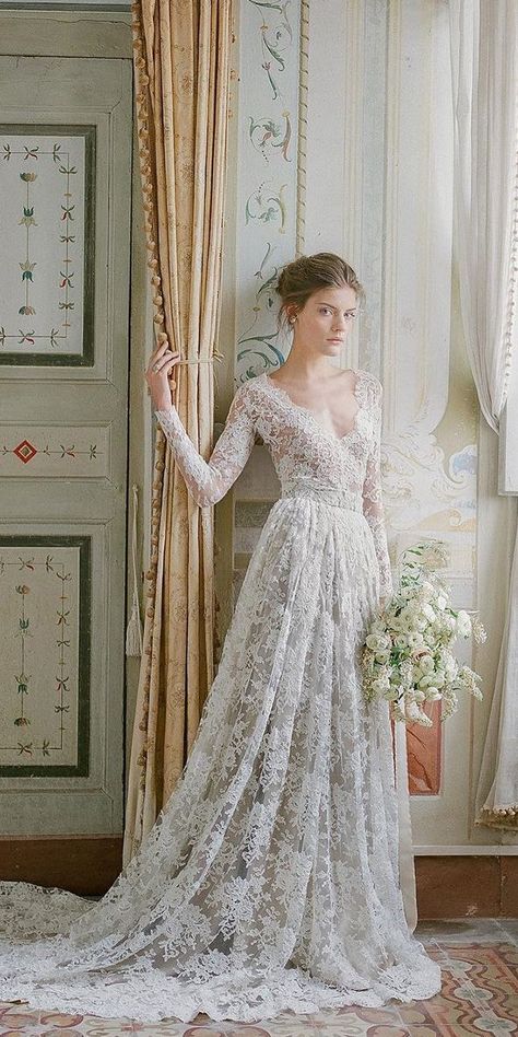 Vintage Inspired Wedding Dresses ❤️ See more: http://www.weddingforward.com/vintage-inspired-wedding-dresses/ #weddings Vintage Lace Weddings, Vintage Inspired Wedding Dresses, Long Sleeve Wedding Dress Lace, White Wedding Dress, Lace Wedding Dress Vintage, Traditional Wedding Dresses, Nontraditional Wedding, Sleeve Wedding Dress, A Wedding Dress