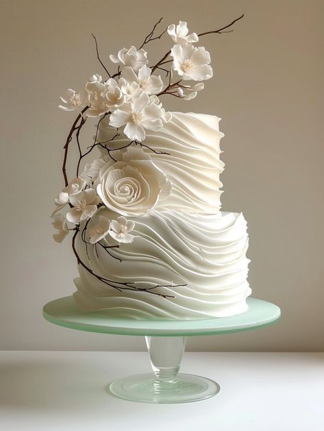 Unique 2 Tier Wedding Cake, Flower Cake 3 Tier, 2 Tier Wedding Cake Fondant, Wedding Tier Cakes, Wedding Cakes Two Tier Elegant, Weddings Cakes Elegant, 2 Tiers Wedding Cake, Modern Wedding Cake Flowers, Cakes Wedding Elegant