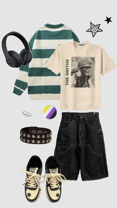 #green #outfitinspo #enby #non-binary #prettyboy Cute Enby Outfits, Amab Nonbinary Outfits, Cute Nonbinary Outfits, Non-binary Aesthetic, Nonbinary Accessories, Non Binary Fashion Androgynous Style, Non Binary Summer Outfits, Outfits Nonbinary, Non Binary Style