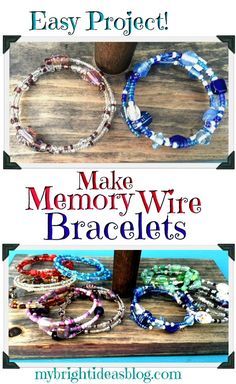 Wire Bracelets Diy, Easy Jewelry Making Ideas, Christmas Jewelry Diy, Memory Wire Jewelry, Wire Bracelets, Easy Jewelry, Easy Diy Jewelry, Memory Wire Bracelets, Bracelet Diy