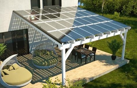 Solar Pergola, Solar Roof Tiles, Solar Roof, Best Solar Panels, Photovoltaic Panels, Solar Projects, My Energy, Solar Technology, Casa Exterior