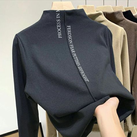 Pullover Mode, Mode Abaya, Bottoming Shirt, Collars For Women, Casual Pullover, Womens Fall, Long Sleeve Casual, High Collar, Women Pullover