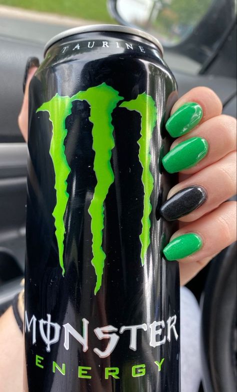 Green Monster Drink, Monster Energy Nails, Energy Nails, Energy Monster, Monster Drink, Monster Nails, Black Monster, Monster Crafts, Monster Energy Drink