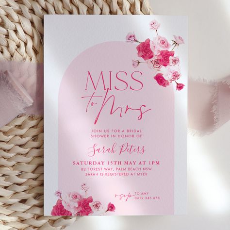 Wedding Pink Invitation, Barbie Wedding Invitations, Pink Bridal Shower Invitation, Barbie Bridal Shower Invitations, Bridal Shower Ideas Pink And White, Classy Pink Bridal Shower Ideas, Bridal Shower Themes Invitations, Bridal Shower Hot Pink, All Pink Bridal Shower Ideas