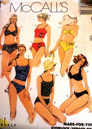 Misses Swimsuits Bathing Suits 2 piece SIZE 6 McCall's 2772 Sewing Pattern Swimsuit Sarong, Suit Sewing Patterns, Bathing Suit Patterns, Tankini With Shorts, Mini Wrap Skirt, Suit Pattern, Swimsuit Pattern, Bathing Suit Covers, Mccalls Sewing Patterns