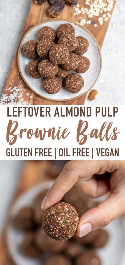 Almond Pulp Recipes, Brownie Balls, Recipes Chili, Pasta Bread, Pulp Recipe, Cake Pizza, Pizza Sandwich, Homemade Almond Milk, Snacks Healthy