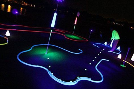 Glow In The Dark Mini Golf Kit #Putting Glow In The Dark Putt Putt, Mini Golf Games, Office Golf, Indoor Mini Golf, Dubai Golf, Container Water Gardens, Miniature Golf Course, Golf Event, Mini Golf Course