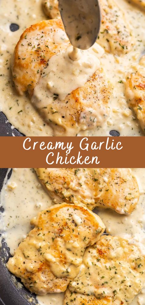 When it comes to comfort food, few dishes can match the indulgent satisfaction of a creamy garlic chicken recipe. This delectable dish combines the richness of cream with the bold flavors of garlic and tender chicken, resulting in a harmonious symphony of taste that is both hearty and comforting. Whether you're hosting a dinner party or just looking to treat yourself to a delightful homemade meal, this recipe is a must-try. In this article, we'll take you through the step-by-step process of creating this mouthwatering dish and share some insights into its origins and variations. Can Cream Of Chicken Recipes, Dinner With Chicken Healthy, Cafe Delights Recipes Chicken, Chicken Recipes Heavy Cream, Chicken And Gravy Dinner Ideas, Chicken Recipes For Party Dinners, Garlic Chicken Recipes Healthy, Garlic Chicken And Mashed Potatoes, Garlic Gravy Chicken