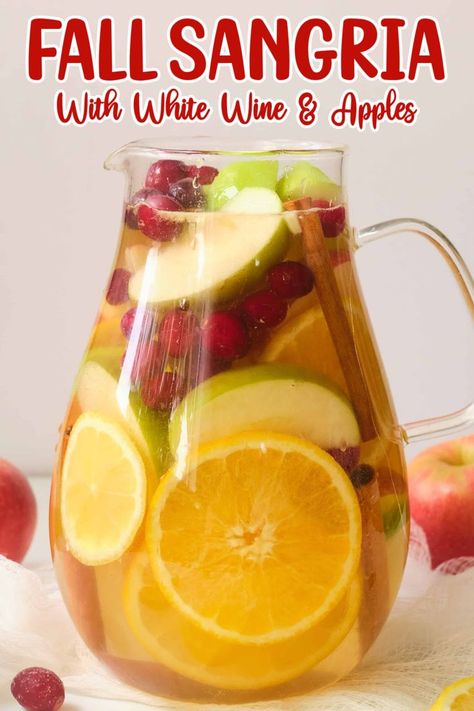 There are so many wonderful things to love about the fall season – from the beautiful colors of nature to the cool autumn weather. But one of my favorite things about fall are the seasonal flavors. With this simple fall sangria recipe, you can combine all the delicious fruit flavors of autumn into one beautiful cocktail. Apple Sangria Recipes, Thanksgiving Sangria, Best Sangria Recipe, Fall Sangria Recipes, White Wine Sangria Recipe, White Sangria Recipe, Red Sangria Recipes, Easy Sangria Recipes, Holiday Sangria