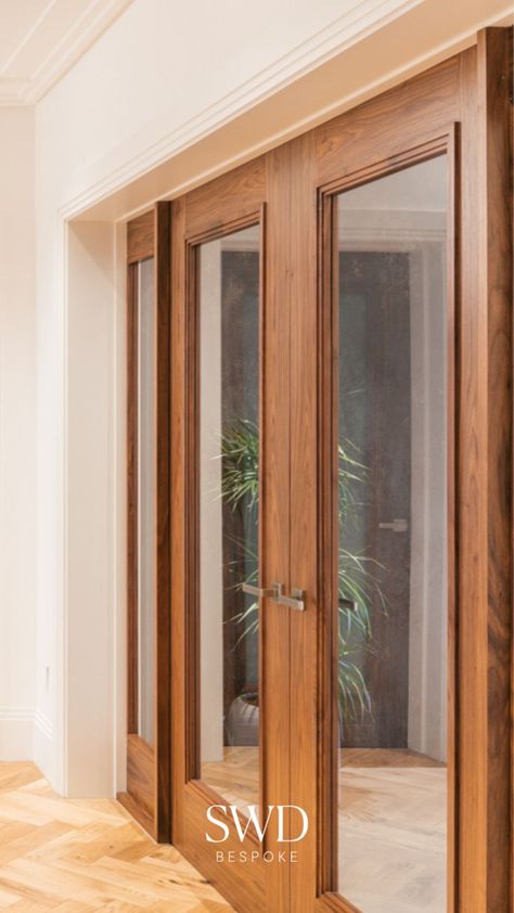 SWD Bespoke Internal Doors and the Front Door Internal Glass Doors Living Rooms, Interior Doors With Glass Panels, Wpc Doors, Sliding French Doors Patio, Solid French Doors, Wooden Glass Door, Veneer Doors, External French Doors, External Wooden Doors