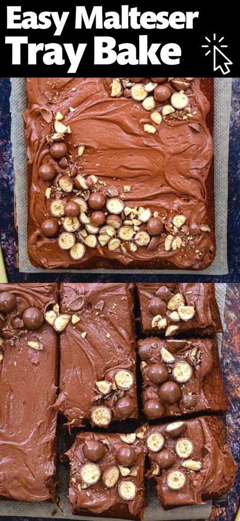 Malteser Tray Bake, Chocolate Traybake, Traybake Cake, Malteser Cake, Maltese Recipes, Tray Bake Recipes, Chocolate Sheet Cake, Tray Bake, Chocolate Cake Decoration