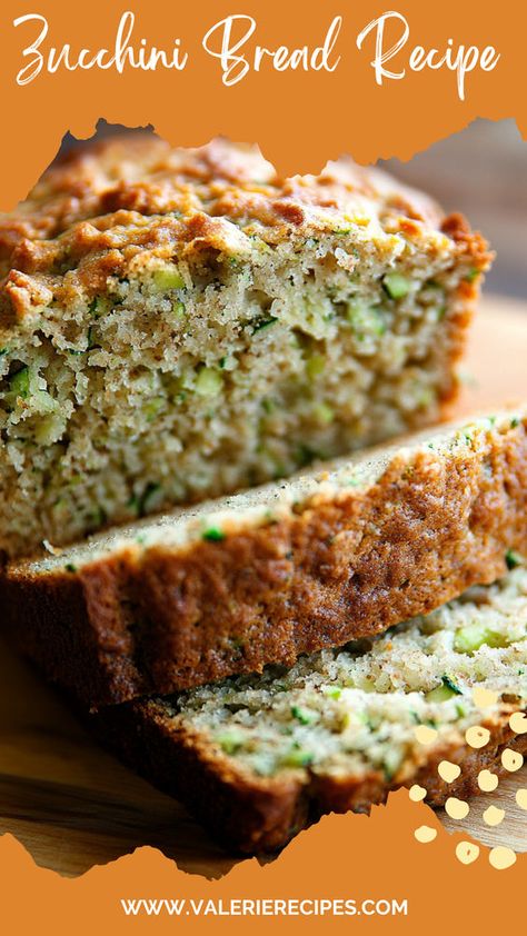 Discover the ultimate zucchini bread recipe that's moist, delicious, and easy to make. Perfect for breakfast or dessert, this recipe is a must-try for zucchini lovers! Zucchini Bread Sour Cream, Easy Zuchinni Bread, Zuccinni Recipe, Zucchini Bread Recipes Moist Easy, Zucchini Breads, Carrot Zucchini Bread, Bread Zucchini, Easy Zucchini Bread Recipes, Moist Zucchini Bread