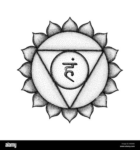 Tattoo Chakra Symbols, Vishuddha Chakra, Chakra Tattoo, Throat Tattoo, Black Monochrome, Work Tattoo, Warrior Tattoos, Chakra Symbols, Chakra Art