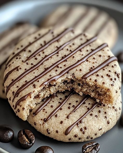 Cookies With Chocolate Drizzle, Coffee Sugar Cookies, Cookies With Chocolate, Cookies Soft, Cookie Recipes Unique, Soft Sugar, Coffee Cookies, Impressive Recipes, Soft Sugar Cookies