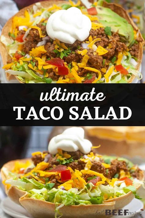 Taco Salads Bowls, Crispy Taco Salad Bowls, Mexican Salad Bowl, Taco Salad Bowl Recipe, Taco Salad Bowls Healthy, Easy Taco Bowl Recipe, Taco Salad Bowls Ground Beef, Tacos Salad Bowls, Taco Salad Seasoning Recipe