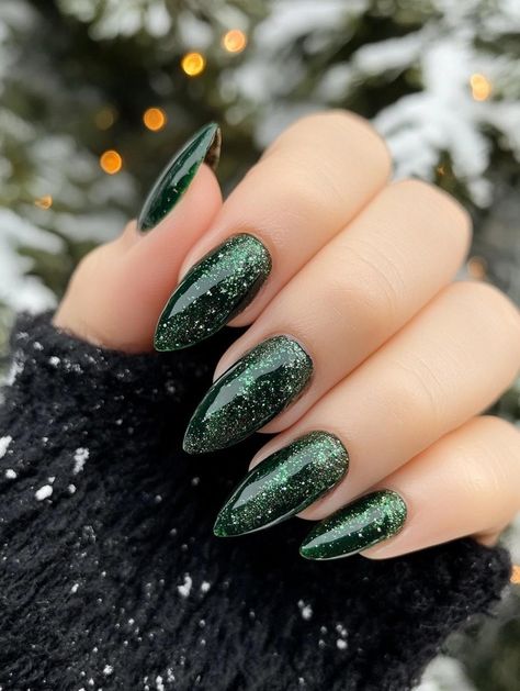 Deck your nails with holiday cheer using 22 enchanting green Christmas designs! From subtle sage to vibrant emerald, these manicures capture the essence of yuletide spirit. Create miniature Christmas village scenes, add sparkling ornament accents, or opt for elegant plaid patterns in shades of green. These nails are sure to make you feel merry and bright all season long! Green Christmas Nail, Gold Holiday Nails, Bold Nail Art, Miniature Christmas Village, Christmas Nails Glitter, Green Christmas Nails, Nails Festive, Holiday Manicure, Holiday Nails Christmas