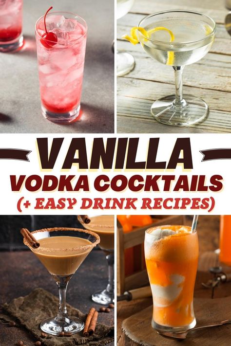 Vanilla Vodka Cocktails (+ Easy Drink Recipes) Vanilla Vodka Cocktails, Whipped Vodka Drinks, Vanilla Vodka Recipes, Vanilla Vodka Drinks, Vanilla Cocktail, Vodka Drinks Easy, Vodka Mixed Drinks, Vanilla Drinks, Martini Recipes Vodka