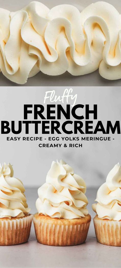 Discover the foolproof recipe for French Meringue Buttercream, the perfect frosting for your cakes and cupcakes. Silky smooth, rich and creamy, and incredibly stable, this French buttercream is made with egg yolks meringue. Elevate your desserts with this easy-to-make, irresistibly delicious topping. French Meringue Buttercream, Kitchen Design Ideas 2023, Kitchen Cabinet Colours, Modular Kitchen Cabinet, Cabinet Colours, French Buttercream, French Meringue, Easy Egg Recipes, Frosting Recipes Easy