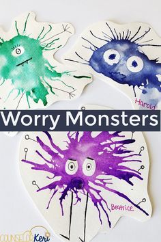 Help your students in worry group personify their worries by making a worry monster with watercolors and a deep breathing exercise! Students will learn two helpful strategies to manage worries in small group counseling or individual counseling. Therapy For Kindergarten, The Thrive Approach, Spring Counseling Activities, Thrive Approach Activities, Experiential Group Therapy Activities, Thrive Approach, Worry Monster, Feelings Activities, Individual Counseling