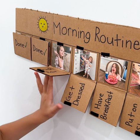 Simplify your mornings with a DIY morning routine chart! Create a visual guide that helps kids stay on track and build independence. Montessori Routine Chart, Morning Routine Visual Schedule, Diy Learning Board Toddlers, Diy Bedtime Routine Chart, Kids Morning Routine Chart Printables, Diy Schedule Board Kids, Montessori Days Of The Week, Family Routine Chart, Morning Routine Chart For Toddlers