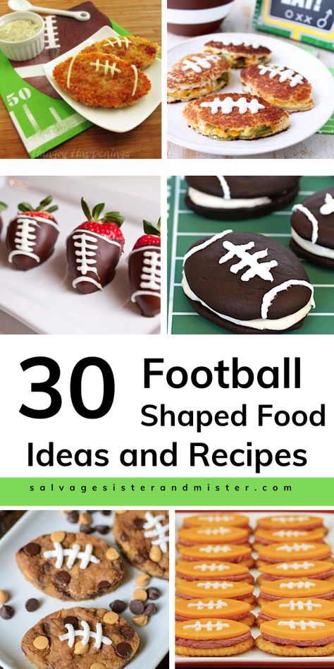 Football Shaped Appetizers Easy, Cute Football Appetizers, Football Shape Appetizers, Appetizers Shaped Like A Football, Sports Theme Appetizers, 49ers Themed Food, Football Shaped Food Appetizers, Rice Krispie Treats Football Ideas, Football Themed Snacks Appetizers