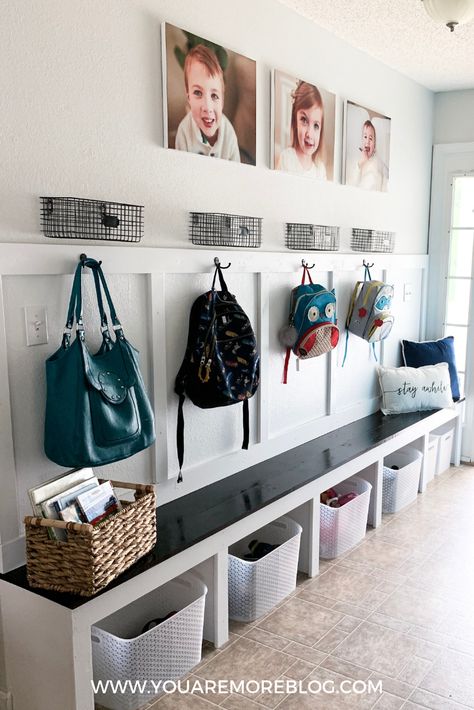 Kids Mudroom, Eclectic Granny, Entryway Bench Shoe Storage, Simple Entryway, Cubby Ideas, Bench Shoe Storage, Entry Storage, Home Command Center, Mudroom Organization