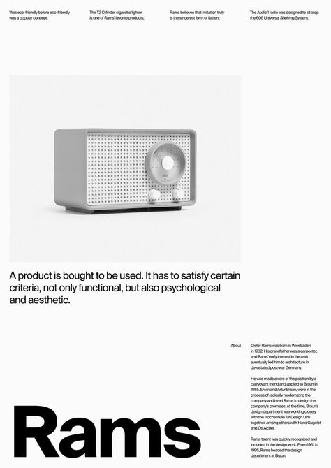 Swiss Style Poster about Dieter Rams Ulm, Swiss Style Poster, Braun Dieter Rams, Dieter Rams Design, Manual Design, Braun Design, Film Posters Art, Swiss Style, Dieter Rams