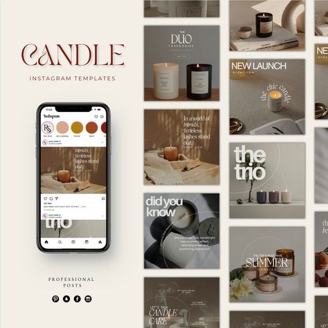 Elevate your candle business's social media presence with these professional, editable Instagram post templates designed exclusively for Canva.  These captivating templates are fully customizable, allowing you to showcase your unique candle creations in a way that's both aesthetically pleasing and brand-aligned. Let us help you brand your business with impact!    .#CanvaTemplates #SocialMediaDesign #InstagramIdeas #PinterestTemplates #CreativeCanva Social Media Candle, Candle Business Social Media Posts, Candle Ads Creative, Candle Marketing Photos, Candle Business Instagram Feed, Candle Social Media Post, Candle Instagram Posts, Candle Website Design, Candle Instagram Feed